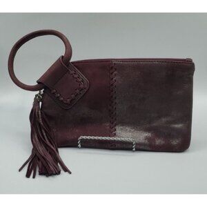 HOBO INTERNATIONAL Sable Wristlet Tassel  PLUM GRAPHITE Wallet Clutch $138